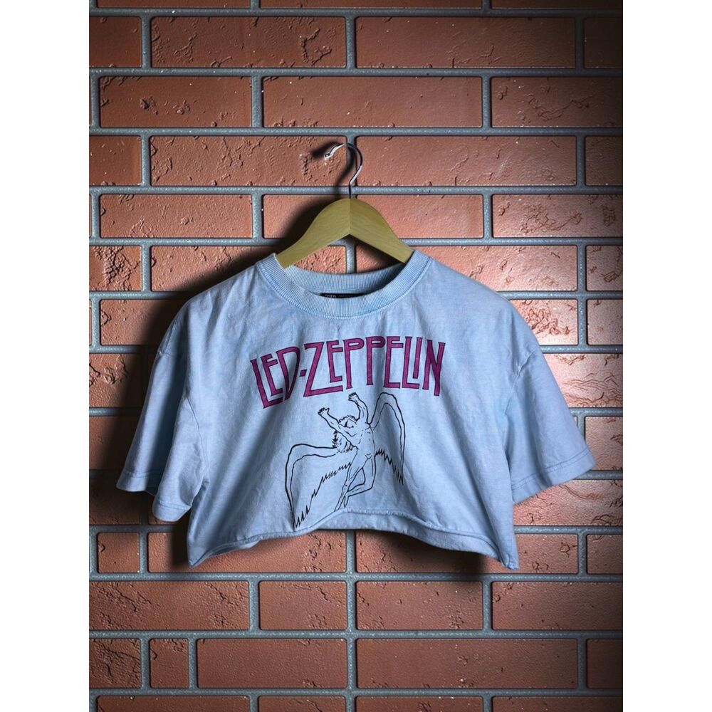 Zara Led Zeppelin Icarus Graphic Cropped T-Shirt Women's Small